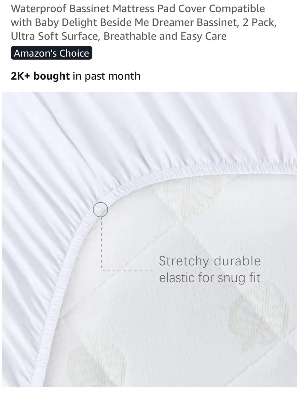 2 Pack Waterproof Bassinet Mattress Pad Cover